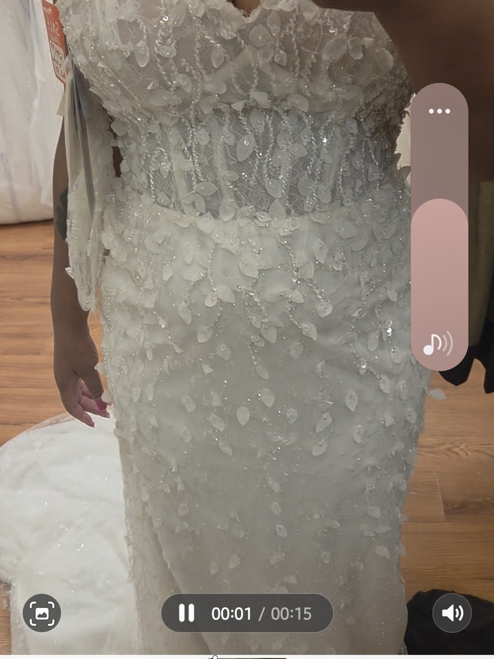 Embellished White Floral Appliqué Wedding Dress